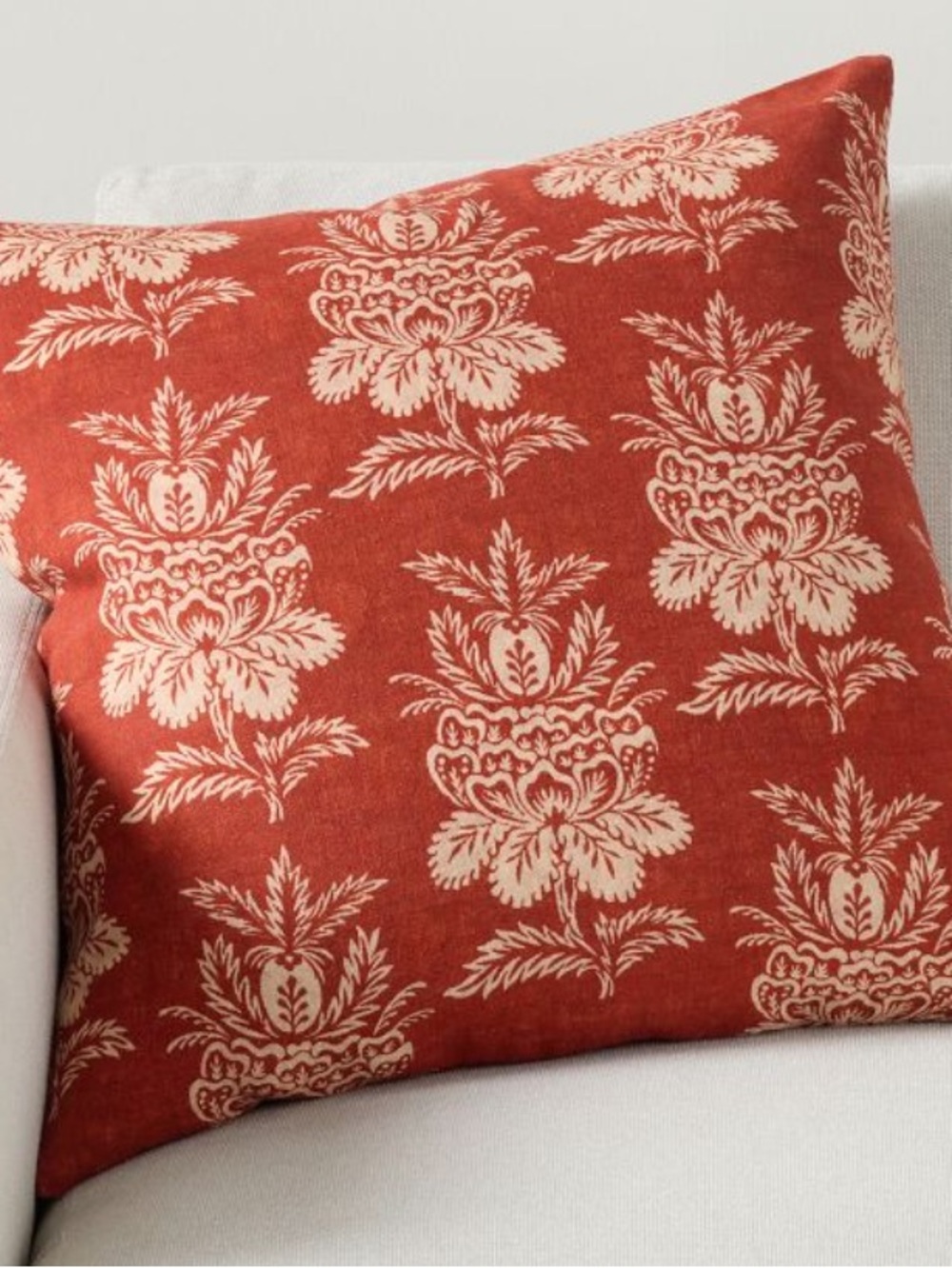 Pottery Barn Amston Floral Linen Pillow Cover – Brick Red, 24”